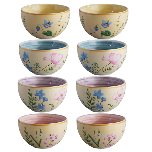 Conjunto 8 Bowl Tigela Cerâmica 311ml Juliet Flor Colorido