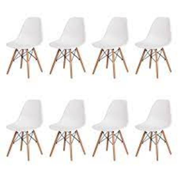 Conjunto 8 Cadeiras Charles Eames Eiffel Dsw - Branca