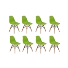 Conjunto 8 Cadeiras Charles Eames Eiffel Wood Base Madeira -