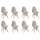 Conjunto 8 Cadeiras Charles Eames Eiffel Wood Base Madeira -