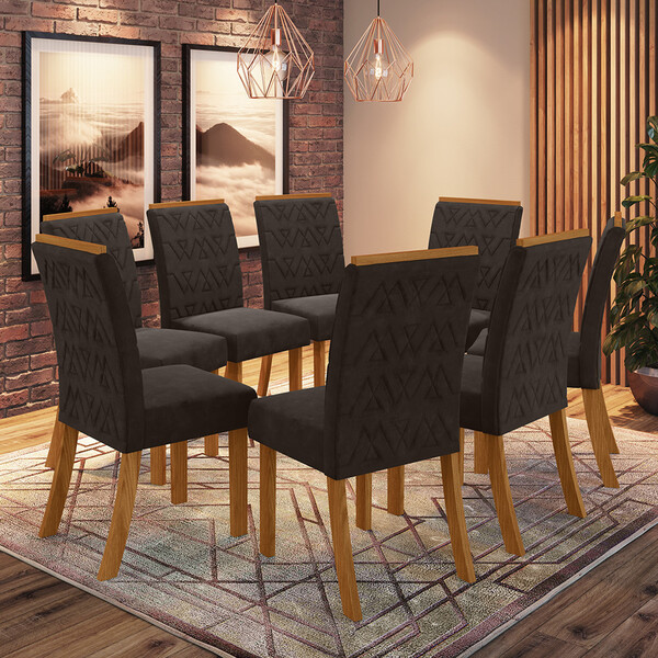 Conjunto 8 Cadeiras Estofadas Juanita Casa 812