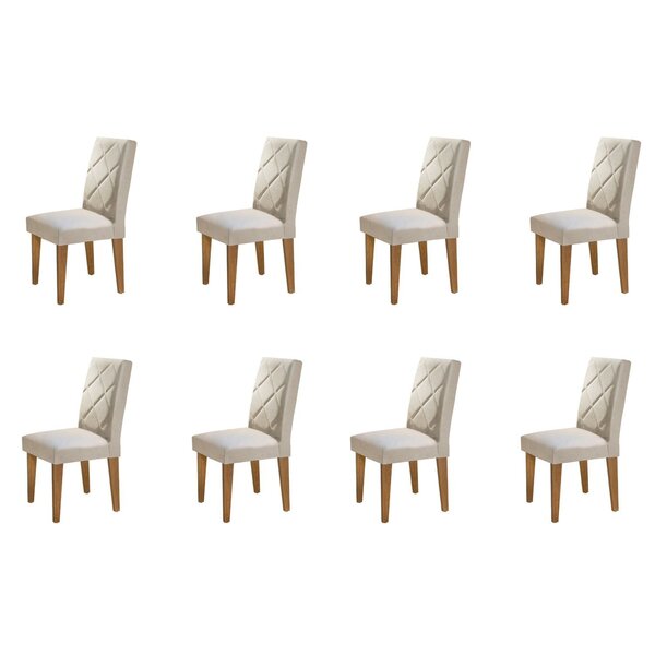 Conjunto 8 Cadeiras Irlanda Veludo Creme/imbuia