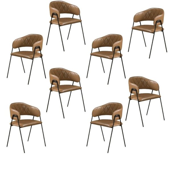 Conjunto 8 Cadeiras Jantar Base Metal Retro Caramelo