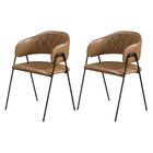 Conjunto 8 Cadeiras Jantar Base Metal Retro Caramelo