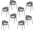 Conjunto 8 Cadeiras Jantar Base Metal Retro Cinza