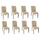 Conjunto 8 Cadeiras Jantar Estofadas Hellena Suede Creme