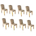 Conjunto 8 Cadeiras Jantar Estofadas Hellena Suede Creme