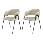 Conjunto 8 Cadeiras Jantar Veneza Couro Pérola Base Metal Pre