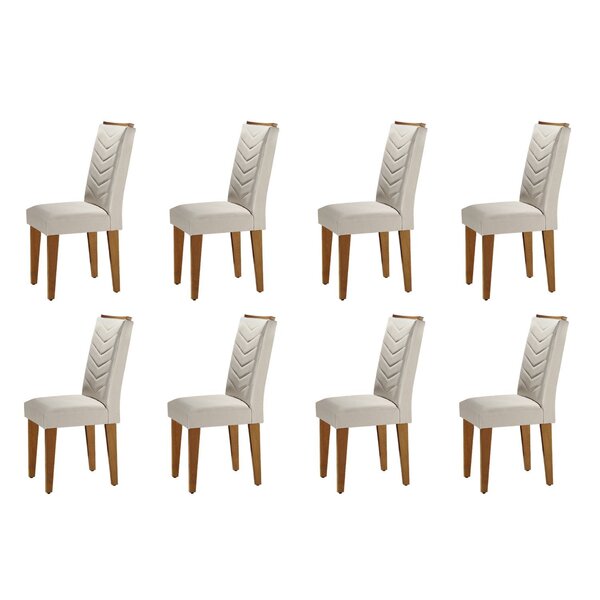 Conjunto 8 Cadeiras Madeira Munique Veludo Creme/capuccino