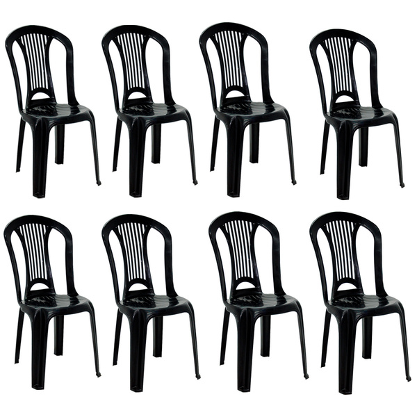 Conjunto 8 Cadeiras Plástico Bistrô Polipropileno Para Bar At