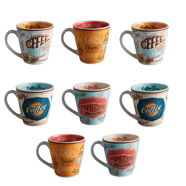 Conjunto 8 Canecas Chá Cerâmica 367ml Momentos Café