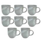 Conjunto 8 Canecas Chá Cerâmica Anastásia 397ml Cinza