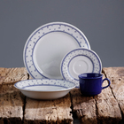 Conjunto 8 Pratos Fundo Sopa Cerâmica 560ml Dominó Azul