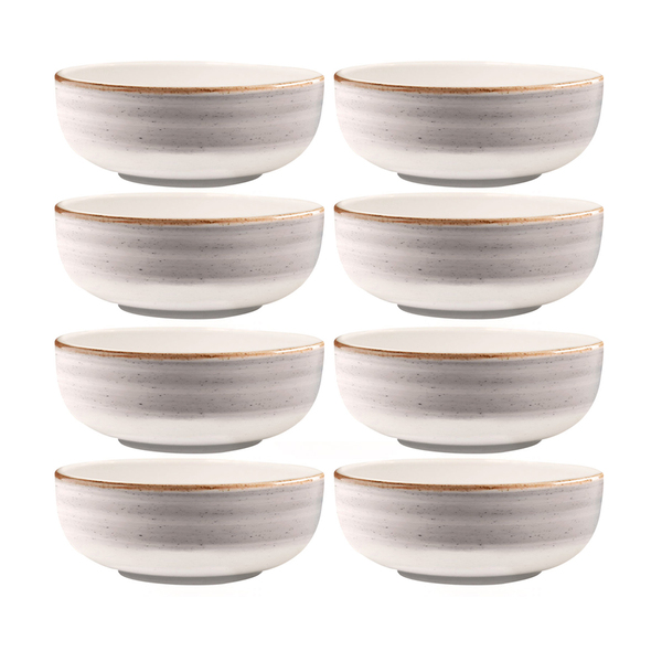 Conjunto 8 Pratos Fundo Sopa Cerâmica Caoba 622ml Cinza
