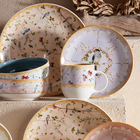 Conjunto 8 Pratos Raso Cerâmica 26,1cm Sussurro Pássaro