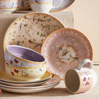 Conjunto 8 Pratos Raso Cerâmica 26,1cm Sussurro Pássaro