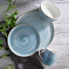 Conjunto 8 Pratos Raso Cerâmica Caoba 27,5cm Azul