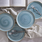 Conjunto 8 Pratos Raso Cerâmica Caoba 27,5cm Azul