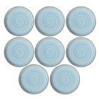 Conjunto 8 Pratos Sobremesa Cerâmica Caoba 21,2cm Azul
