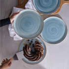 Conjunto 8 Pratos Sobremesa Cerâmica Caoba 21,2cm Azul