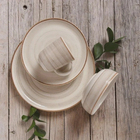 Conjunto 8 Pratos Sobremesa Cerâmica Caoba 21,2cm Cinza