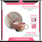 Conjunto 8 Xícaras Chá C/ Pires Cerâmica 249ml Plenty