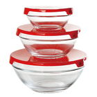 Conjunto 9 Potes Tigela Vidro Tampa Vermelho Class Home