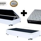 Conjunto  Cama Baú Solteiro Premium Corino Branco 88x188 + Co