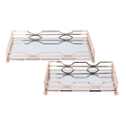 Conjunto. De Bandejas De Espelho E Metal Rose Gold - 2pcs