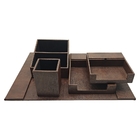 Conjunto. De Itens De Escritorio Estilo Couro Texturizado Mar