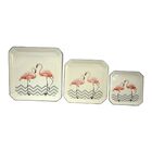 Conjunto  De Pratos De Ceramica  Flamingos  3 Pcs G 28cm X 28