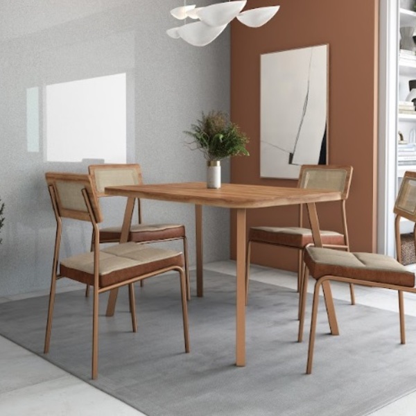 Conjunto  Mesa 1 20 Carraro Stellar Petra-rosê  Com 4 Cadeira