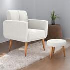 Conjunto  Poltrona E Puff Decorativos Josh Boucle Bege