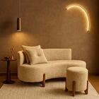 Conjunto  Sofá Curvo Orgânico + 01 Puff  Luna Boucle Bege - M