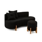 Conjunto  Sofá Curvo Orgânico + 01 Puff  Luna Boucle - Montan