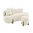 Conjunto  Sofá Curvo Orgânico + 01 Puff  Luna Boucle - Montan