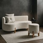 Conjunto  Sofá Curvo Orgânico + 01 Puff  Luna Boucle - Montan