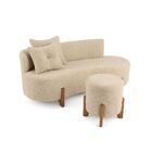 Conjunto  Sofá Curvo Orgânico + 01 Puff  Luna Boucle - Montan