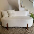 Conjunto  Sofá Curvo Orgânico + 02 Puff  Luna Boucle Branco -