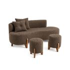 Conjunto  Sofá Curvo Orgânico + 02 Puff  Luna Boucle Cappucci