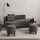 Conjunto  Sofá Curvo Orgânico + 02 Puff  Luna Boucle Cinza -