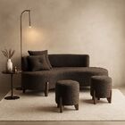 Conjunto  Sofá Curvo Orgânico + 02 Puff  Luna Boucle Marrom -