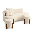 Conjunto  Sofá Curvo Orgânico + 02 Puff  Luna Boucle - Montan