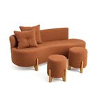 Conjunto  Sofá Curvo Orgânico + 02 Puff  Luna Boucle - Montan