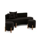 Conjunto  Sofá Curvo Orgânico + 02 Puff  Luna Boucle - Montan