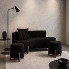 Conjunto  Sofá Curvo Orgânico + 02 Puff  Luna Boucle Preto -