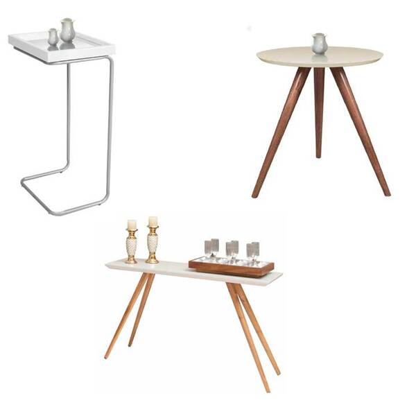 Conjunto  Suporte Braço Sofá  Mesa Canto Lateral E Aparador