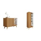 Conjunto Açaí Ripado De Cristaleira E Buffet 3 Portas Nature