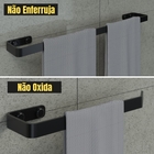 Conjunto Acessórios Banheiro Preto Kit Peças Metal Lavabo 6u
