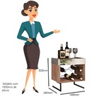 Conjunto Adega Espelhada 6 Garrafas E Prateleira Suspensa Est